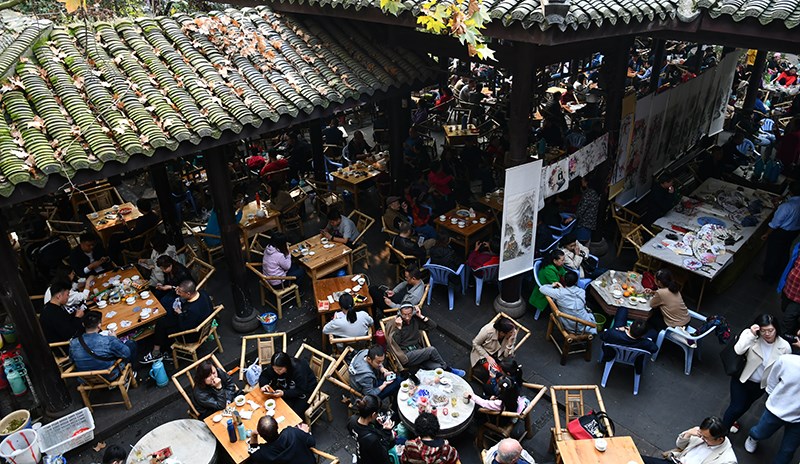 Tea House in Renming Park in Chengdu