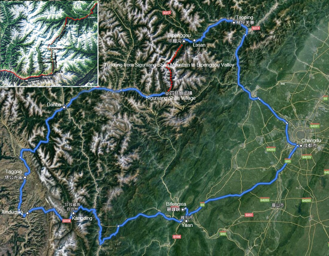 Trekking from Siguniang Shan to Bipenggou Valley